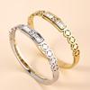 18K Gold-Plated Stainless Steel Bracelet with Personalized Hollow Design and Diamond Inlays