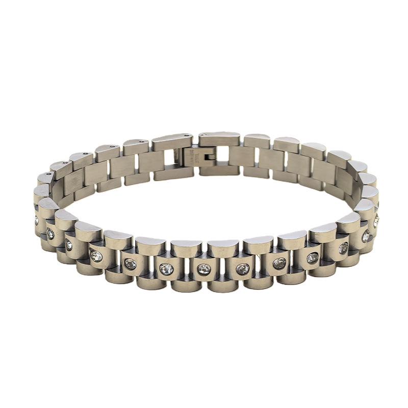18K Gold-Plated Stainless Steel Rhinestone Retro French Watch Band Bracelet