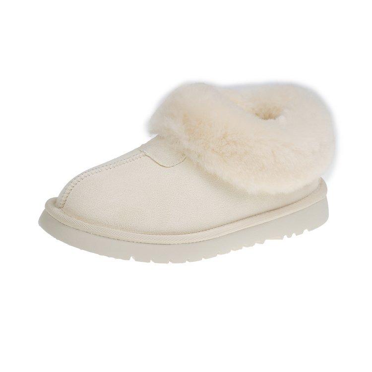 Schneestiefel Damen Haariger Mund Winter Gepolstert Verdickt Warm Baumwollschuhe Mode Brotschuhe