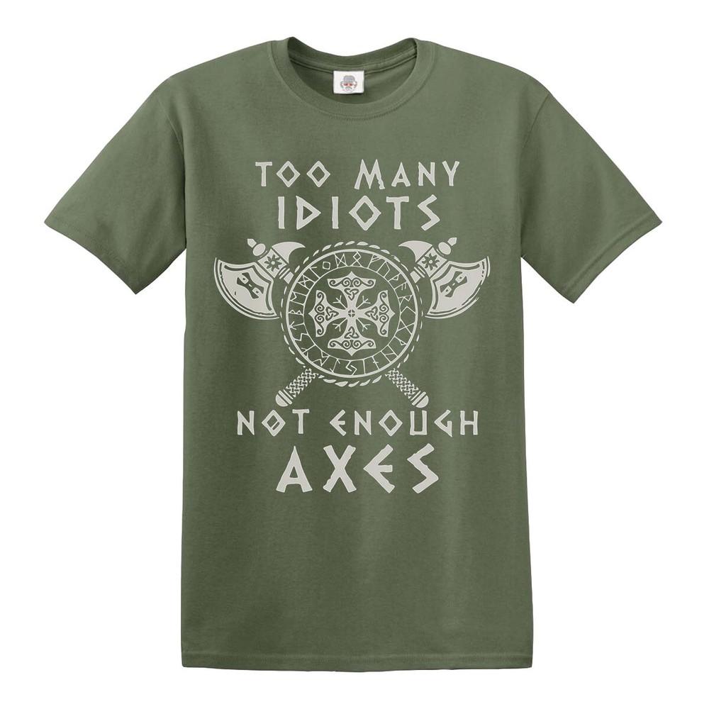 Zu viele Idioten zu wenig Äxte Wikinger T-Shirt Walhalla Norwegen Nordischer Krieger