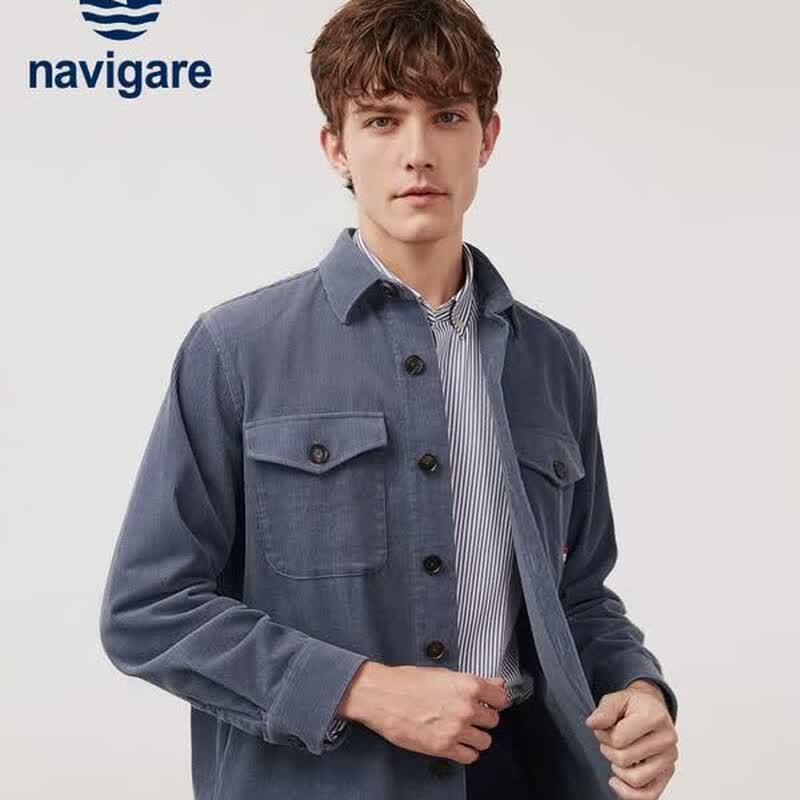 Navigare Men's Corduroy Long Sleeve Shirt Jacket