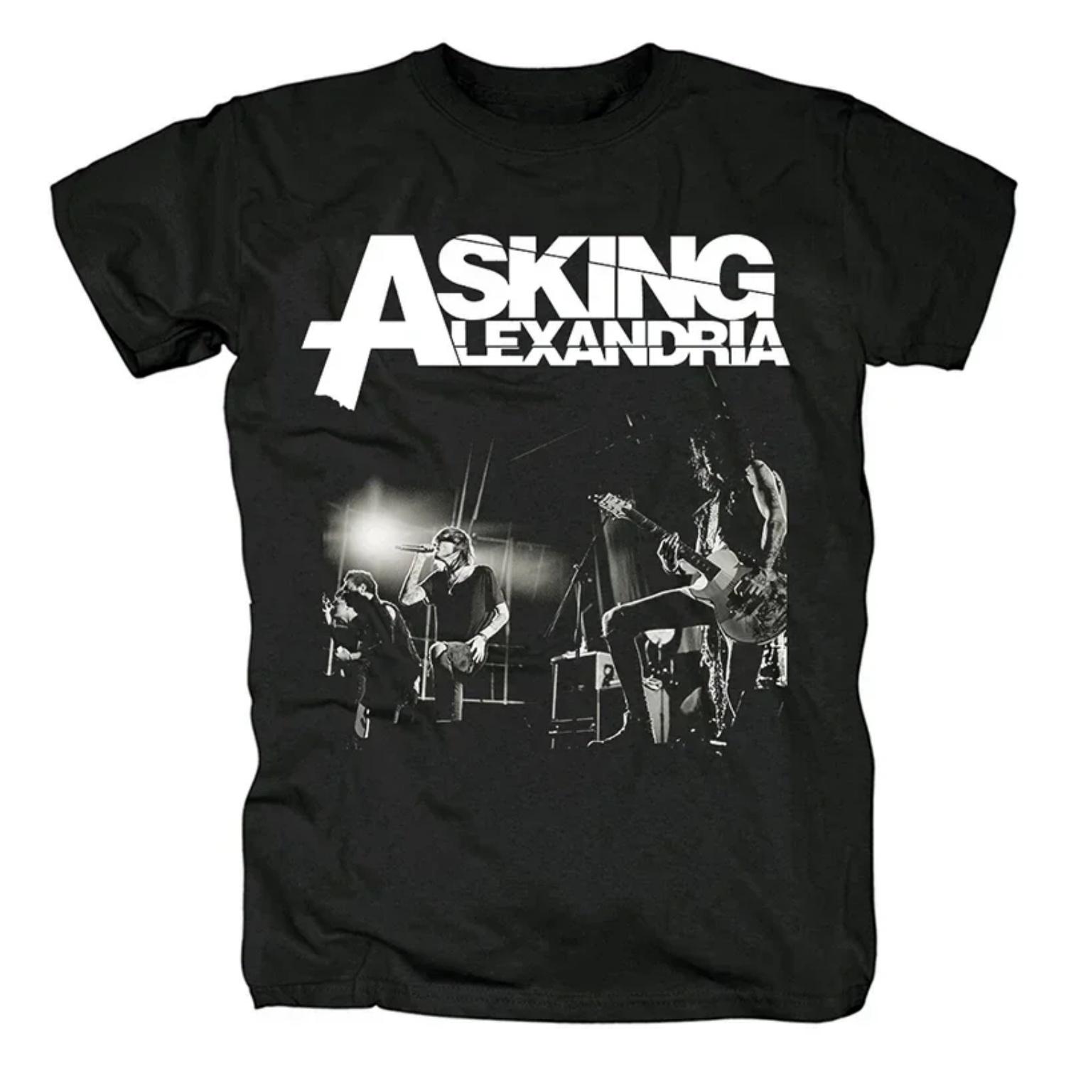 

Vintage T-shirt Punk Rock T Shirt Asking Alexandria T-shirt Mens Cotton Tees Tops Graphic Skeleton Streetwear Hip Hop Tshirts S