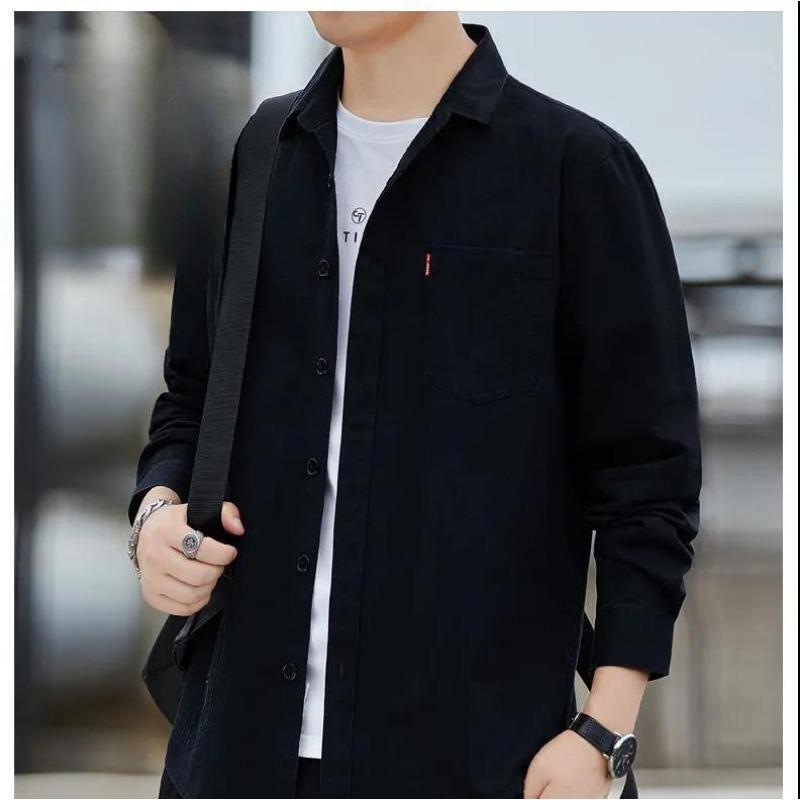 High End Men's Loose Long Sleeved Jacket Shirt Men's Spring Autumn Style Men's Shirt Trendy Denim Jacket
