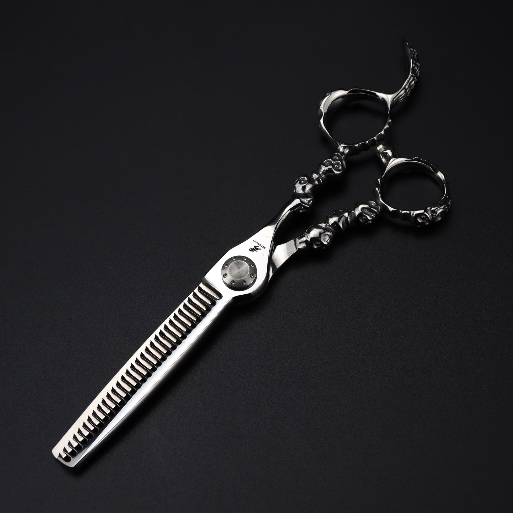 

6.0 Inch Personalized Little Skull Tail Series, Hair Scissors, Hair Scissors, Special, Double Sword Flat Scissors, Tooth Scissors tooth scissors