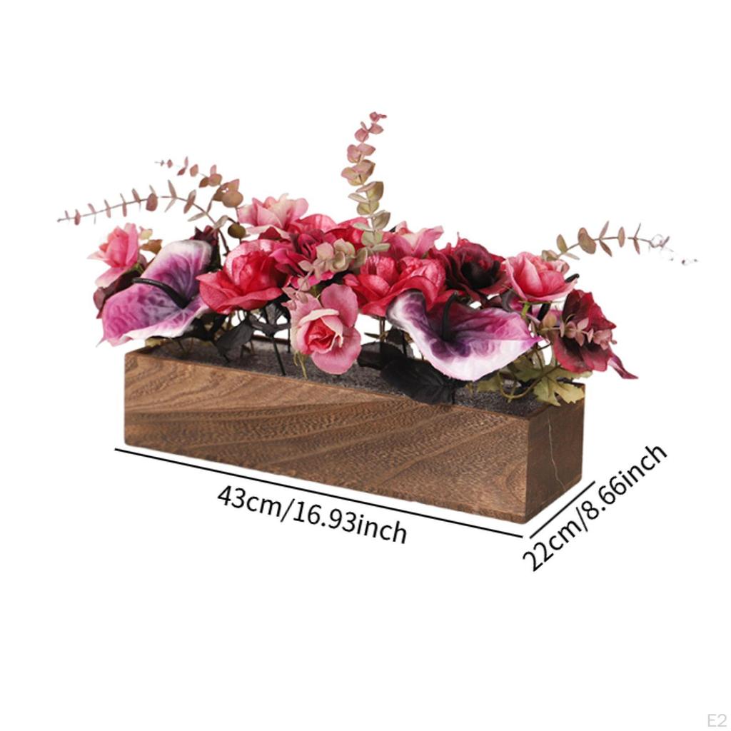 Artificial Potted Plants Flower Arrangement Simulation Gifts Rectangular Planter Box with Pot for