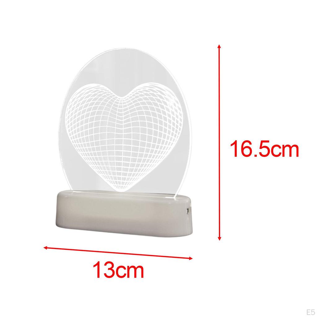 Sign Light Heart LED Lamp Decorative Bedside Night PVC Material Unique Design Suitable
