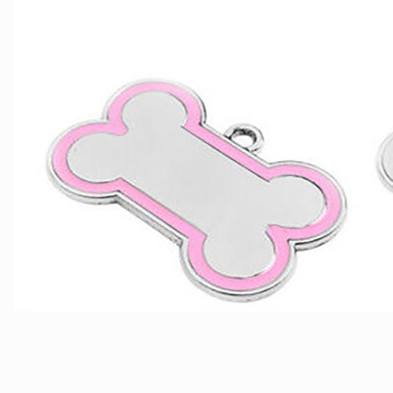Medium Bone Zinc Alloy Dog Tag: Engravable Pet Collar Charm