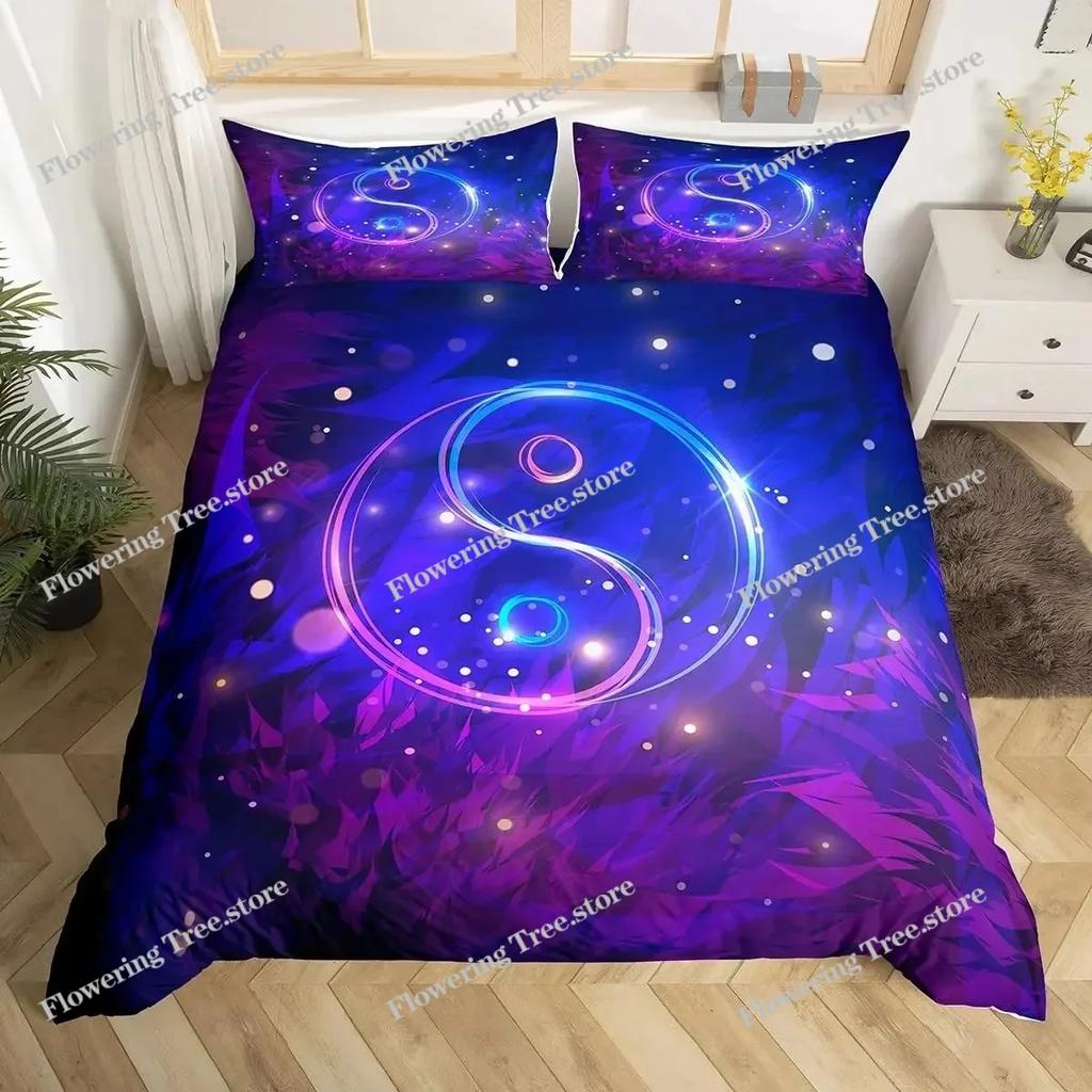 Yin Yang Duvet Cover King Queen Boho Trippy Psychedelic Art Comforter Cover Gossip Spark Bedding Set Microfiber Soft Quilt Cover