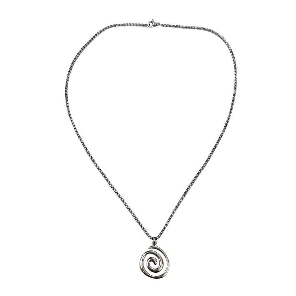 Srebrny spiralny naszyjnik choker - Y2K Vintage Metalowa zawieszka Biżuteria dla kobiet, mężczyzn, łańcuszki ślubne i imprezowe (Konstrukcja rolki wirowej)