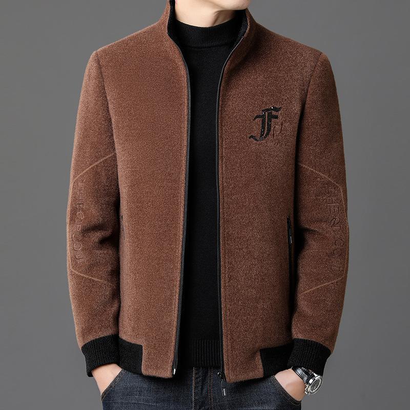 

Шерстяное пальто, мужское короткое осеннее и зимнее пальто со стоячим воротником, шерстяная куртка, мужская утолщенная корейская версия для людей среднего возраста и молодежи