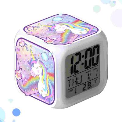 Alarm Clock for Girls Unicorn Pattern Bedroom Electronic LED Desk Number Travel