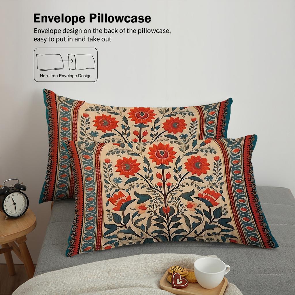 3pcs Duvet Cover Set King Size, Retro Style Floral, Comfortable and Breathable, Bedding Set for Bedroom,Hotel