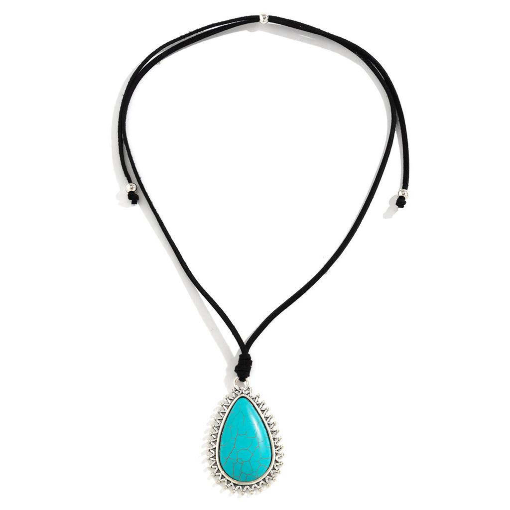 Turquoise Love Pendant Adjustable Drawstring Collar, Beach Bohemian Mermaid Necklace
