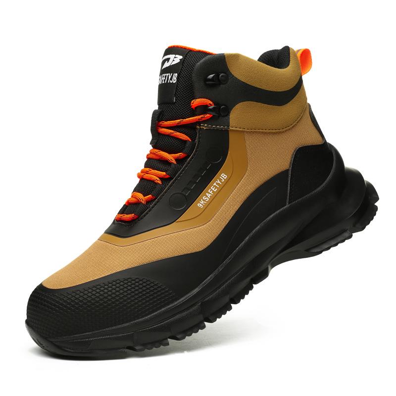 Men's Lightweight Non-Slip Steel Toe Safety Shoes - Anti-Smash, Anti-Puncture, All-Season High-Top Labor Protection Footwear