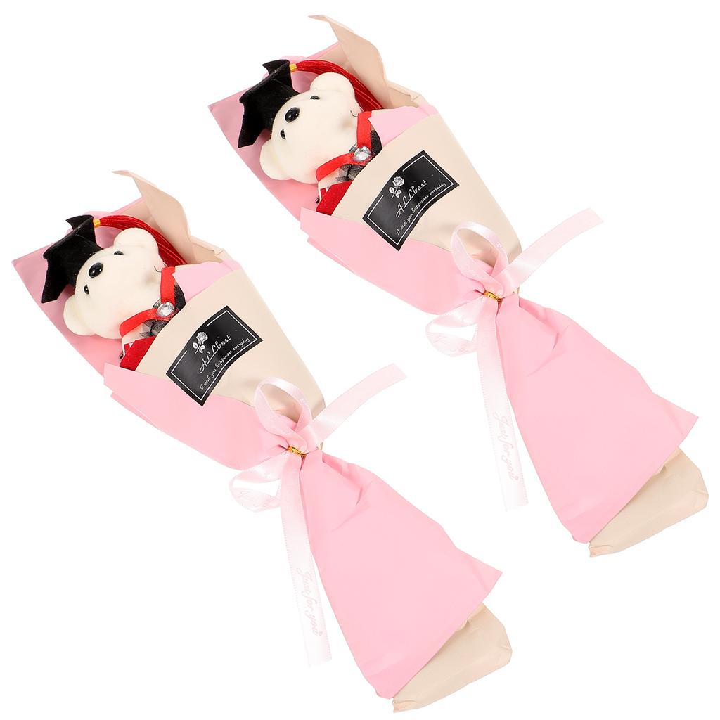 2 Pcs Doctor Bear Bouquet Graduation Party Favors Gifts Decoration Holiday Supplies Festive naments Toys Flowers