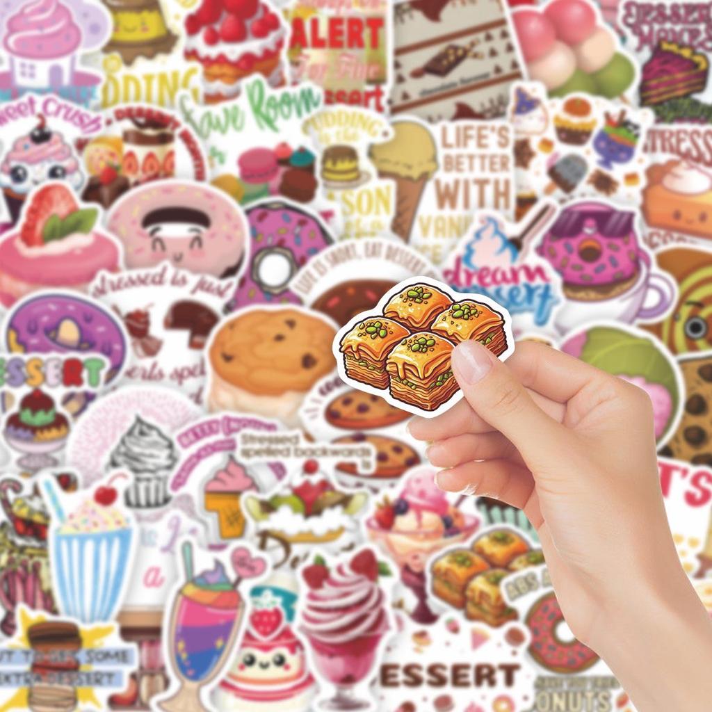 50pcs Cartoon Dessert Graffiti Stickers for DIY Suitcase & Notebook Decoration