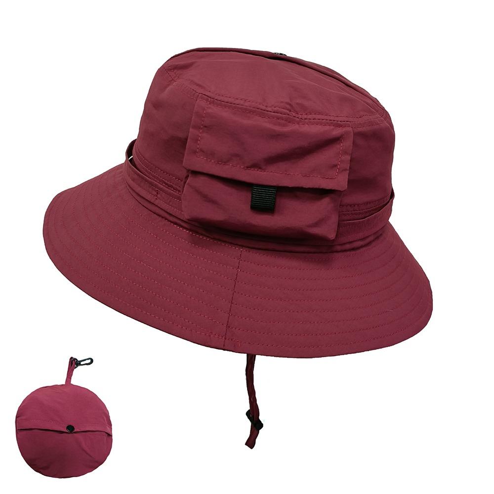 

Foldable Bucket Hat Waterproof Sunscreen Cap Fashion Fisherman Hats Summer темно-червоний колір