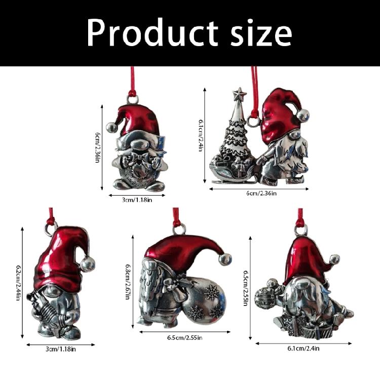 Christmas Tree Decoration Metal Dwarf Pendant Festival Tree Hanging Ornament for Mantels Table Living Room Bedroom