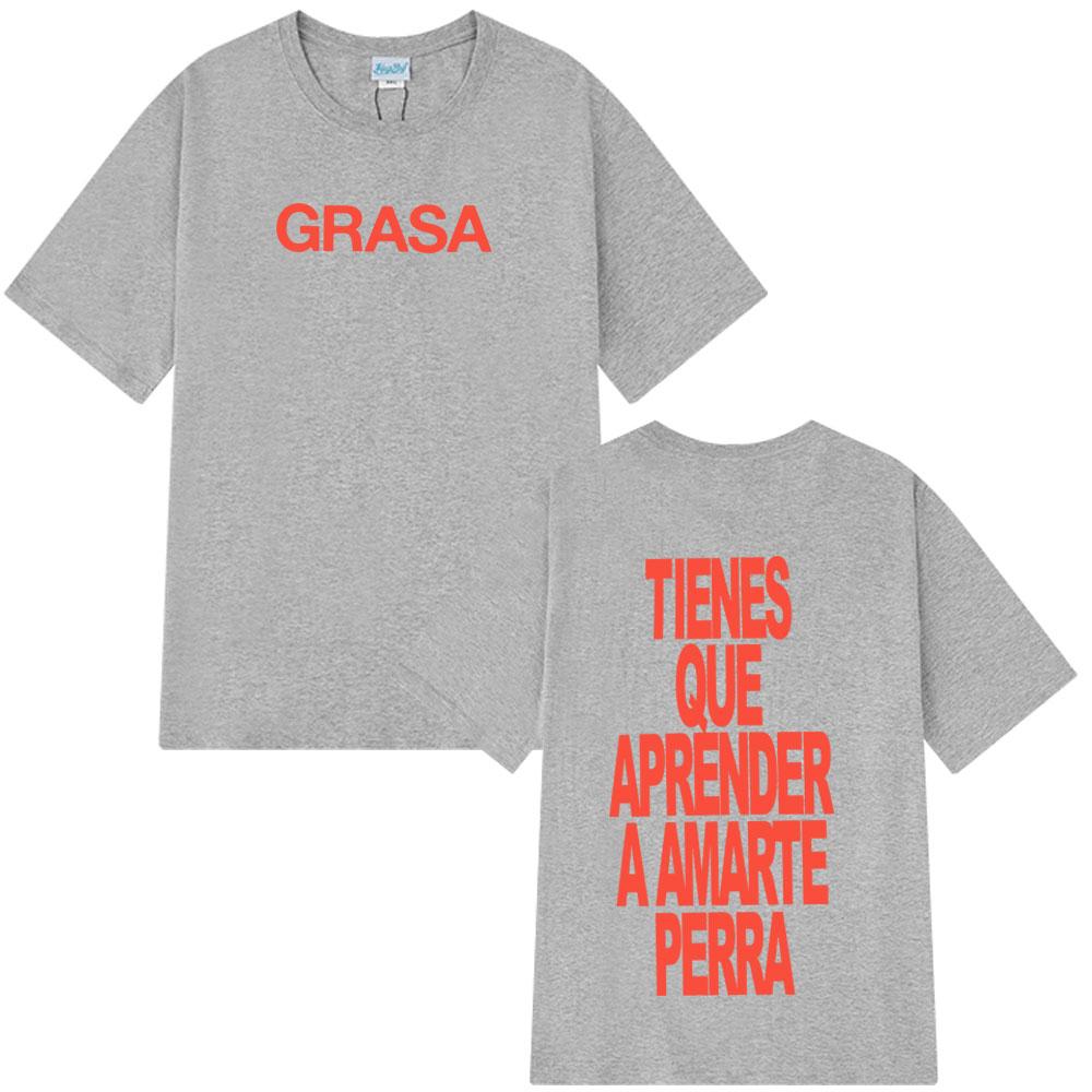 Rapper Nathy Peluso Grasa 2026 Letters Print T Shrit Men Women Short Sleeve Tshrit Fashion Casual Aesthetic  Cotton Tshirts