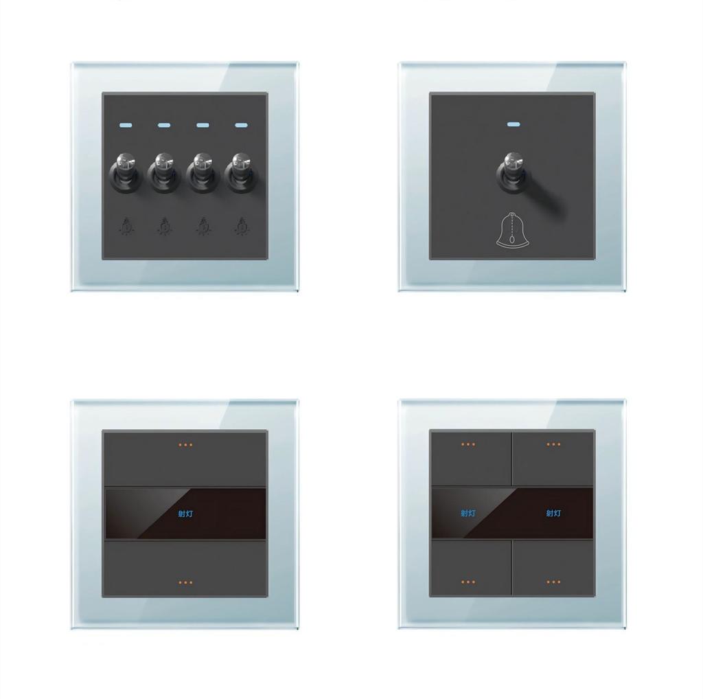 EU/UK 1-fach 1-Wege Glas-Drucktaster Licht Schalter mit langlebigem mechanischem Indikator