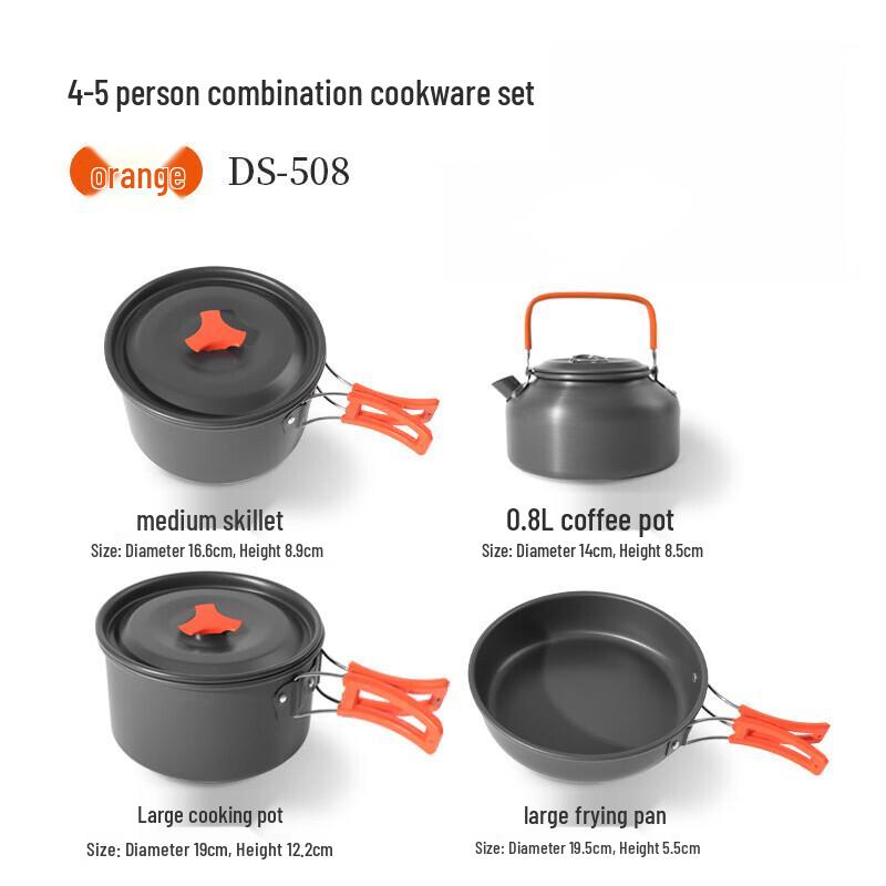 ZISIZ Portable Outdoor Cookware Set for 4-5 People 20x20 cm