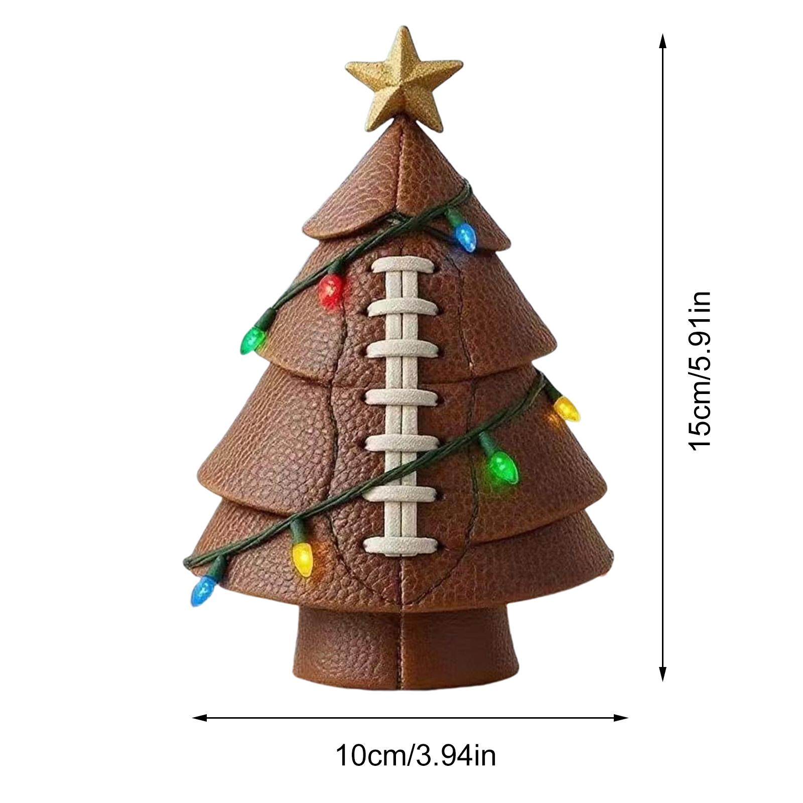 Football Christmas Tree Decor with Gold Star Xmas Football Tree Ornament Creative Christmas Tree Statue Xmas Gift for Women Men AS Shown