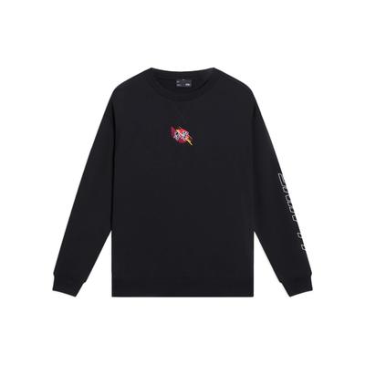 Sports Trend Series Embroidered Logo Crew Neck Long Sleeve Sweatshirt Men Tops Black AWDS923-3