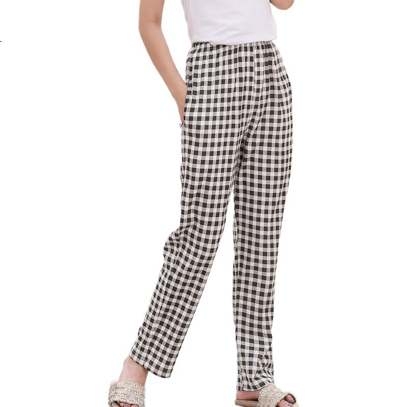 LangSha [100% Cotton] Women's Pajama Pants, Simple Basic Plaid Sleepwear, Loose Comfortable Loungewear, Suitable for Outdoor Wear