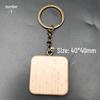 Square Beech Wood Keychain - Laser-Printed Wooden Pendant Gift