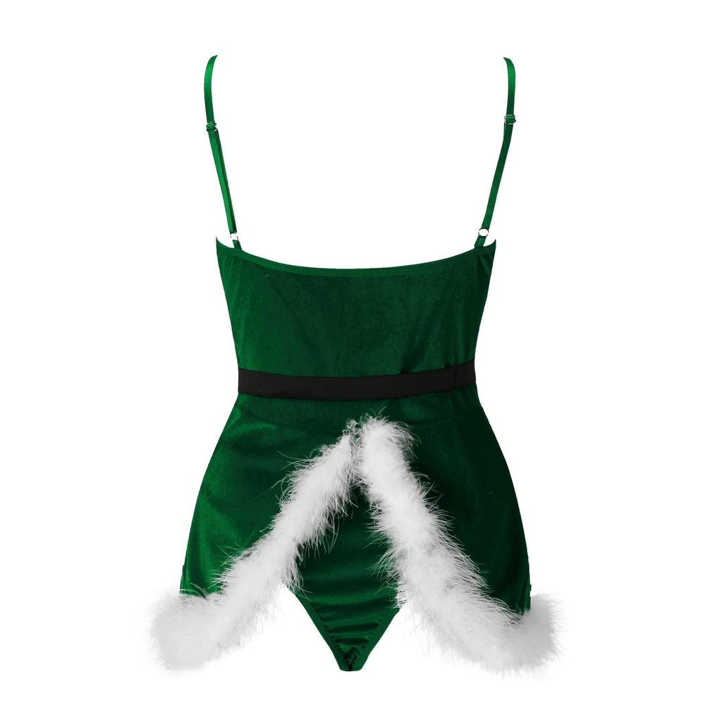 Women Christmas Corset Red Flannel Faux Fur Trim Sexy Bustier Underwired Bra Xmas Party Rave Dress Up