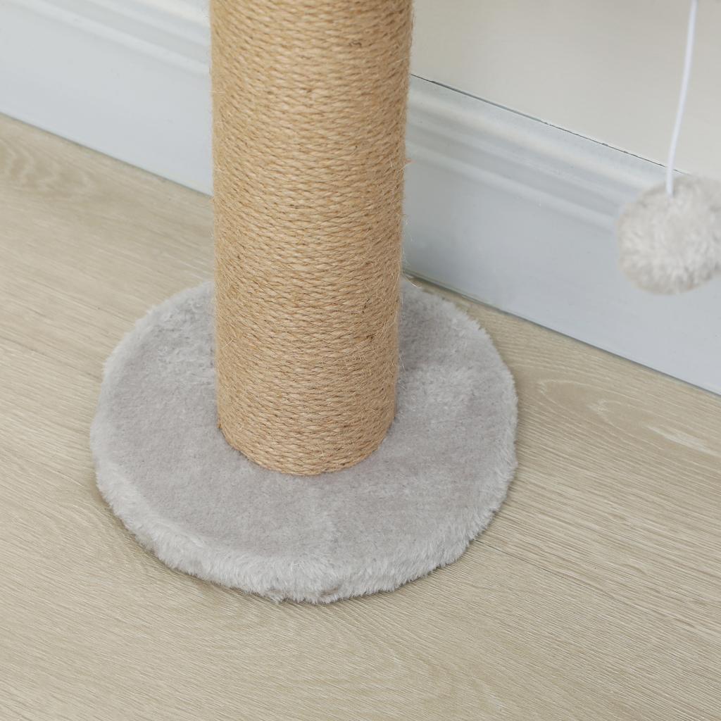 Wall Mounted Cat Shelves, Cat Climbing Wall with 4 Climbing Platforms, Jute Scratching Post and Toy Ball,180cm Tall, Light Grey