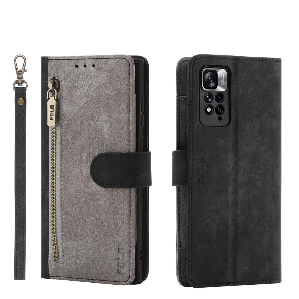 RFID Wallet Cards Solt Zipper Leather Case For Xiaomi Redmi Note 12 Pro Plus 11 11s 10 A2 POCO X5 13 12T 11T Hand Strap Cover
