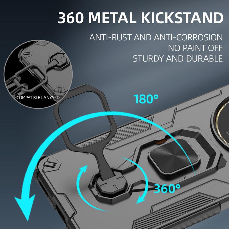 KEYSION Shockproof Armor Case for Honor X9b 5G Silicone+PC Upright Metal Live Ring Stand Phone Cover for Huawei Magic 6 Lite 5G
