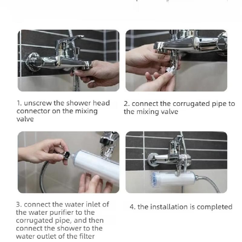 Shower Filter, High Pressure Bathroom Water Purifier, Removes Chlorine and Impurities, Universal Fit, Easy Install