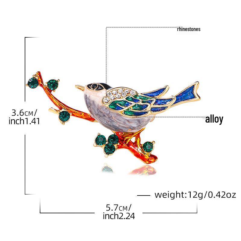 High-End Enamel Magpie Brooch: Elegant Chinese Style Bird Pin Accessory