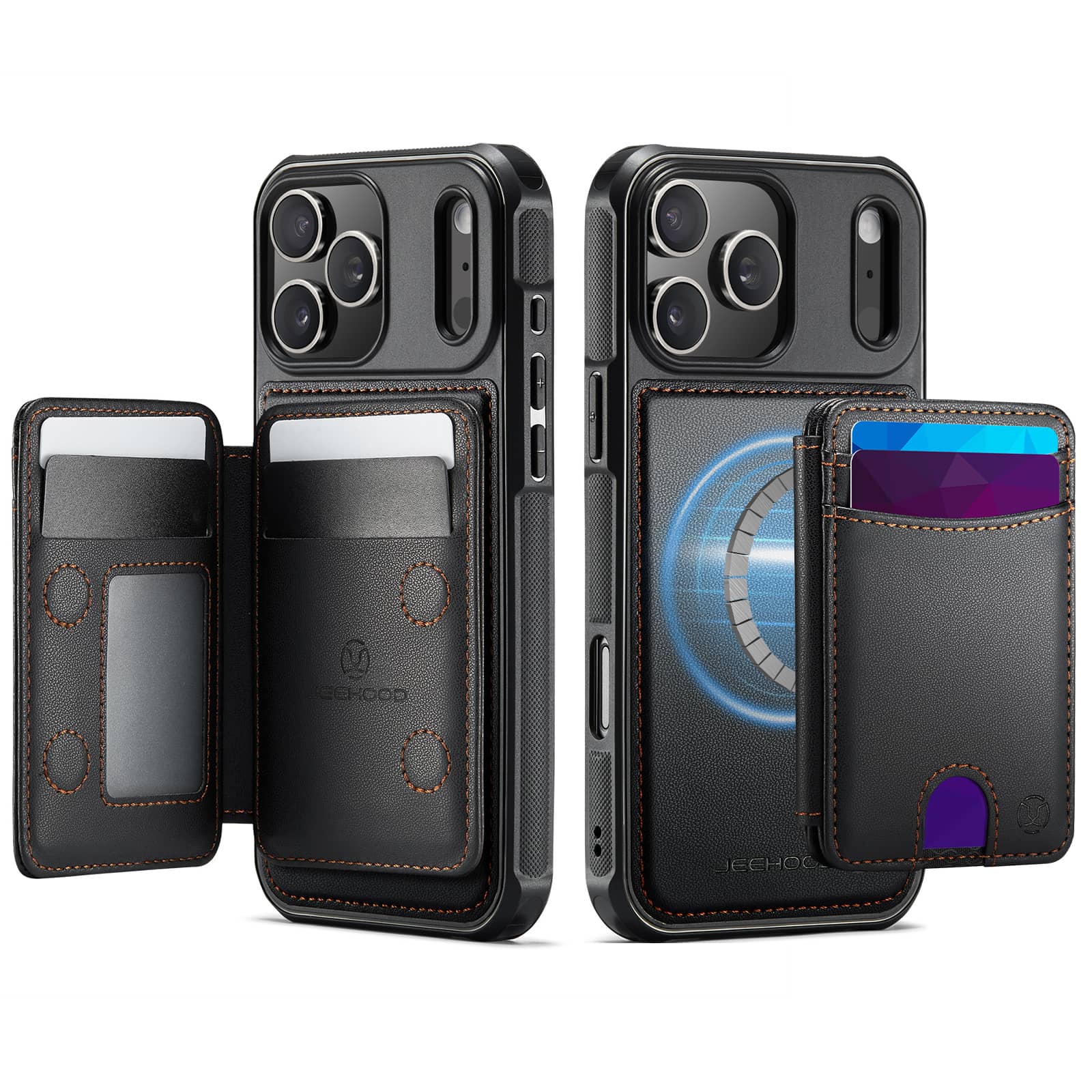 For iPhone 17/16 Pro Max Case Wallet with Magnetic, RFID Blocking Magnetic Card Holder 2 in 1 Detachable Kickstand Shockproof For iPhone 16 чёрный