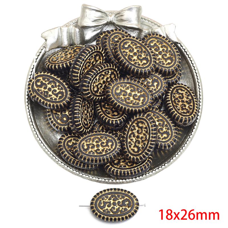 

Акриловые бусины Барокко Ретро Золотые в форме цветка Плоские круглые бусины для изготовления ювелирных изделий DIY браслеты ожерелье 18x26mm 10pcs