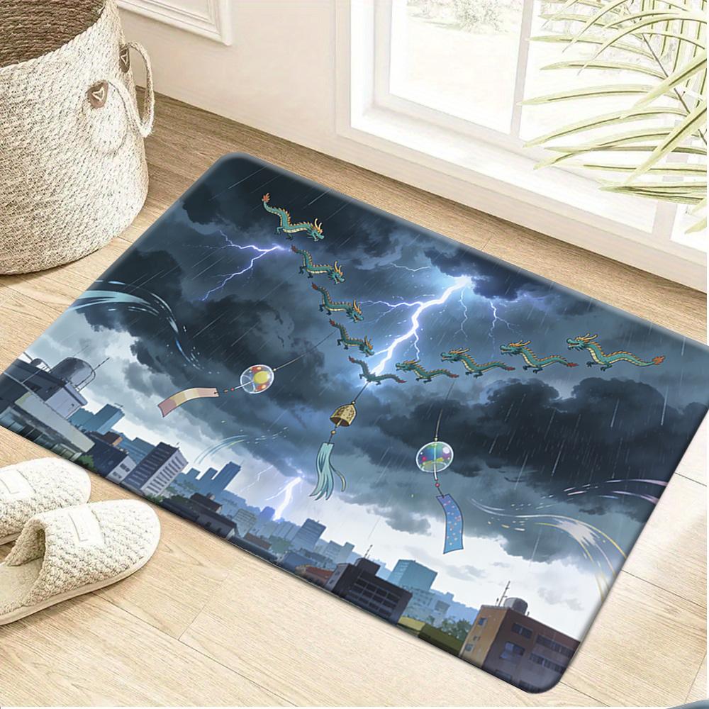 Pokemon Gengar Starry Night Art Print Non-Slip Doormat, Absorbent Floor Mat for Home Decor
