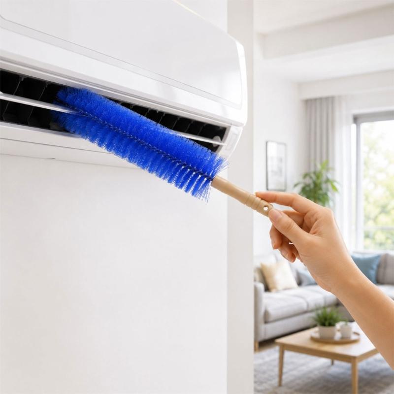 Long Handle Dust Brush 2Pcs for Fan Cover Dust Removal, Plastic Hold Cleaning Brush for Air Outlet Covers and Gaps