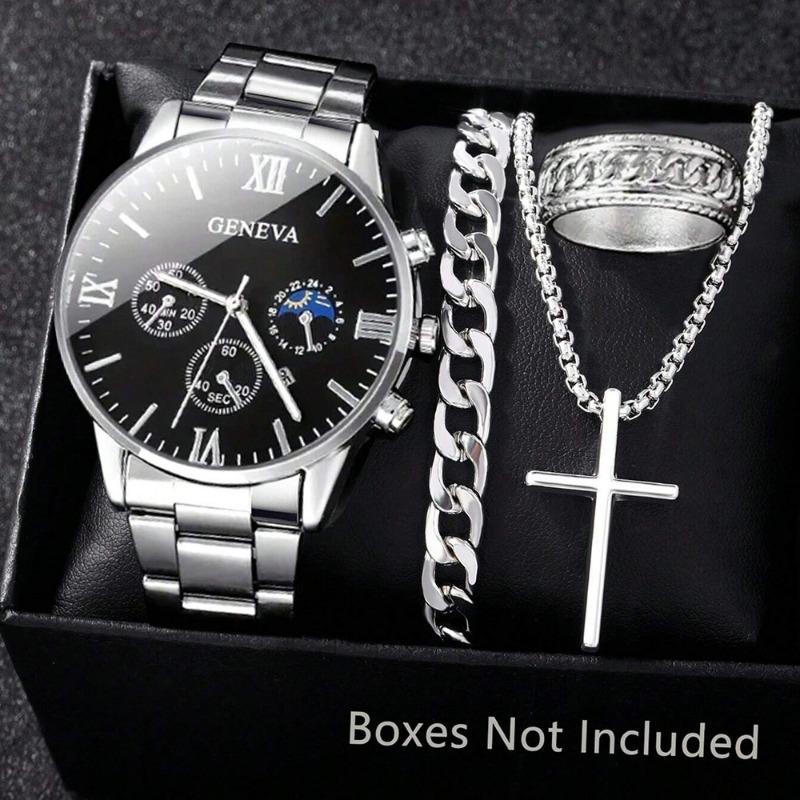 Watch Men's Roman Face Quartz Watch Business Premium Watch Accessories Set