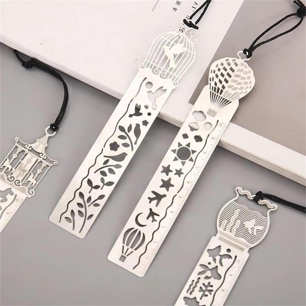 1 Pcs Straight Ruler Metal Measuring Tool Stationery Drawing Gift School Office Supply Bookmark Creative Horse Birdcage Hollow