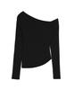 NICK&NICOLE Diagonal Off Shoulder Top_Black