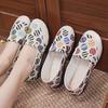 Women's Slip-On Flat Canvas Fisherman Shoes with Colorful Striped Pattern, Uppe Comfortable Casual Loafers for All-Day Wear