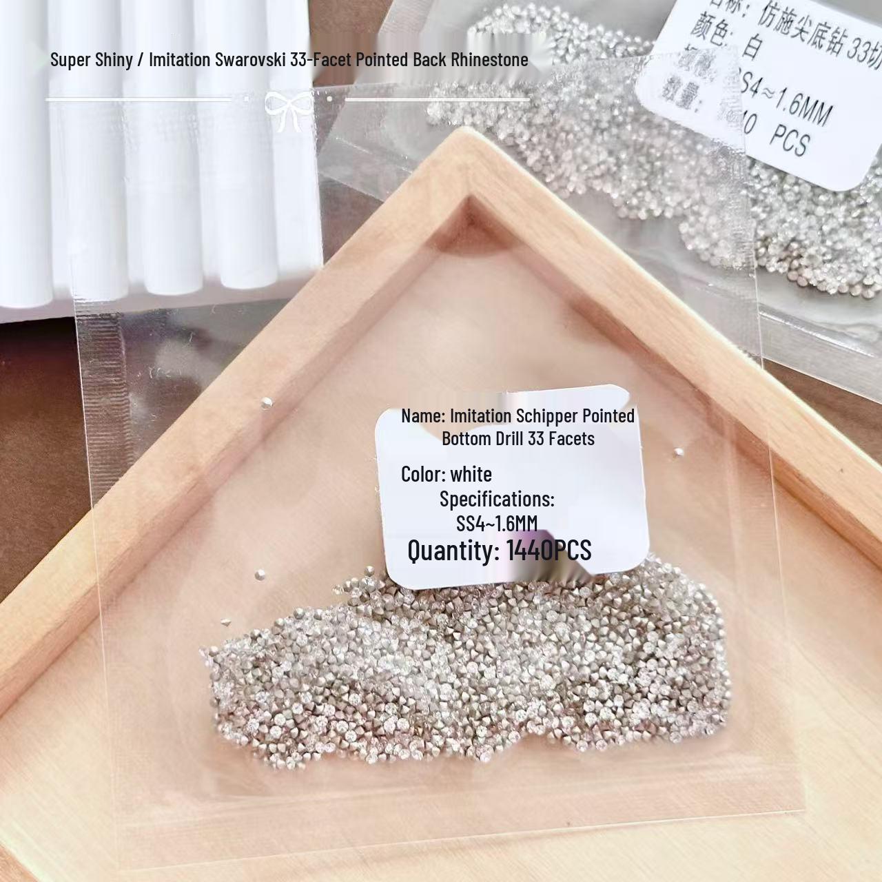33 Facet Mini Rhinestones: Super Sparkle, Pointed Back, Small Round Nail Art Ornaments.