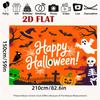 2D Planar Background Banner - Halloween Pumpkin Ghost Pattern Background Fabric, Party Supplies, Photography Background