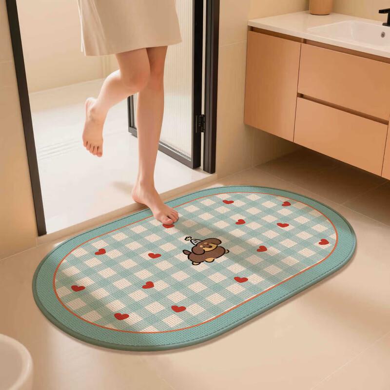 OEING Embroidered Dachshund Oval Bathroom Mat