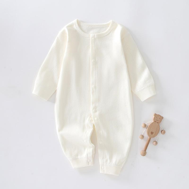 Newborn Baby Pure Cotton Rompers Infant Toddler Spring Summer Long-Sleeved Daily Jumpsuit Clothes for Boys and Girls Lightweight Cool Bodysuit