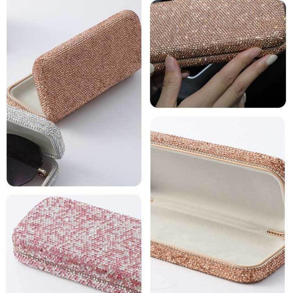 Large Crystal Rhinestone Hard Shell Car Glasses Case Sunglasses Eyeglass Case