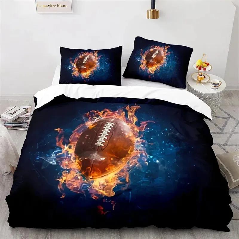 Sports Duvet Cover Set American Football Player Bedding Set For Boys Girls Children To Soft Ball Sport Quilt Cover