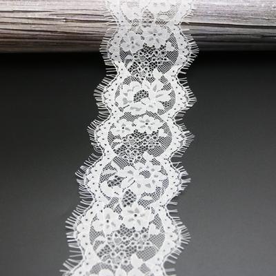 (3 Meters/lot) 8cm White Lace Fabric Sewing Garment Ribbon Wedding Dress Fabric